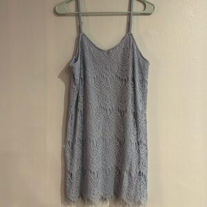 Light blue lace body con dress